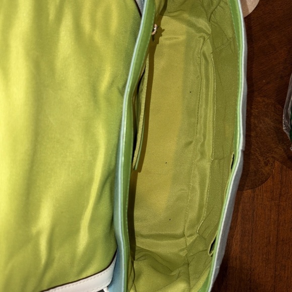 Coach Hampton shoulder Crossbody bag light blue canvas white leather trim EUC - Picture 14 of 17